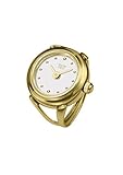 Davis 4180 - Damen Ringuhr Gold Ziffernblatt Weiß mit Index SaphirGlas Verstellbar