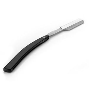 Black Plastic Steel Traditional Throat Cut Shaving Straight Blade Razor - Image 4