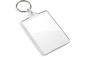 DSL DAILY SUPPLY LTD. DSL Blank Photo Insert Keychains (10 Pack) - 50x35mm - Translucent Clear Acrylic Key Rings for Double - Sided Photos - Small Picture Frames for Family, Friends, Gifts & Craft Personalised