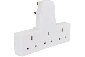 HAADI 3 Way Plug Adapter UK Switched Socket- Multi Plug Extension 13A Wall Socket Surge Protector Power Extender Travel Adapter For Home, Office, Kitchen- White