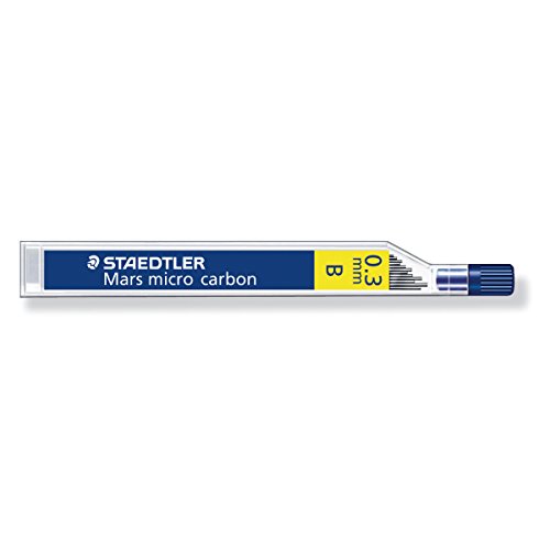 Feinmine Mars® micro carbon 250, 0,3 mm, B, schwarz, 12 Minen Feinmine Mars® micro carbon 250. Verwendung für Zeichnungsträger: Papier und Zeichenkarton. ISO-Kennzeichnung vorhanden. Efficient for ecology: über 90 % natürliche Rohstoffe, einzigartiges Herstellverfahren ohne PVC und Weichmacher, hohe Bruchfestigkeit durch elastische Mine. Stärke der Mine: 0,3 mm. Bezeichnung der Härte: B. Schreibfarbe der Mine: schwarz. Ausführung des Inhalts mit Packung: Dose mit 12 Minen.