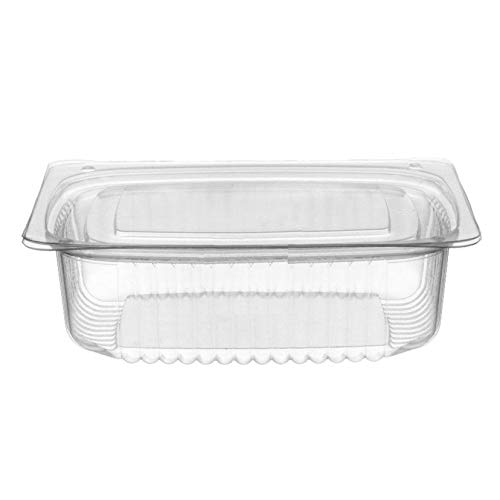 Vaschette rettangolari in PET - mm. 140x123x47 - Codice B1 CC. 500 - Confezione da 50 contenitori trasparenti richiudibili con coperchio unito - Vaschette monouso con chiusura incernierata ed ermetica