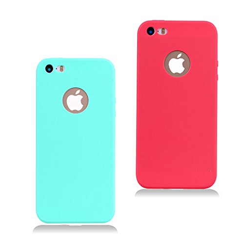 2x Funda iPhone 5 5S SE  XiDe Carcasa Ultra Delgado Ligero Silicona con Anti-Ara  azos Espalda Carcasa Absorci  n de impacto Armor Elegante Funda para iPhone 5 5S SE - Verde   Rojo