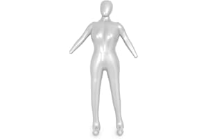 Daaxing Aufblasbare Schaufensterpuppe für Damen, 165 cm, für Damen, Hemd und Hose, Dummy, Torso-Modell, weibliches Modell, PVC, silberfarben