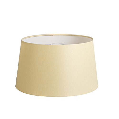 QAZQA Leinen Lampenschirm 35cm rund DS E27 leinen creme , Rund konisch Schirm Pendelleuchte, Schirm Stehleuchte,
