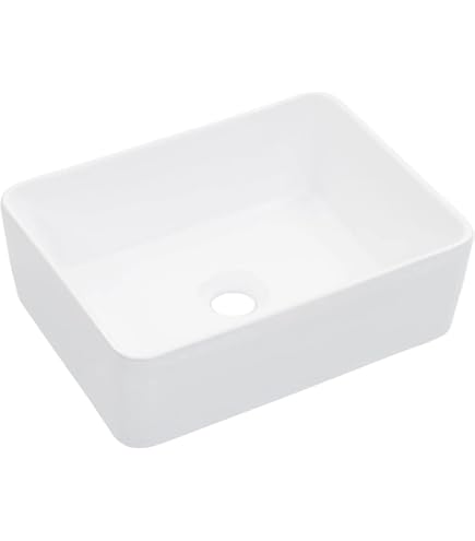 Lavandino Da Appoggio VEVOR In Ceramica Bianca - 61x35cm, Per Bagno Moderno, Hotel E Camper