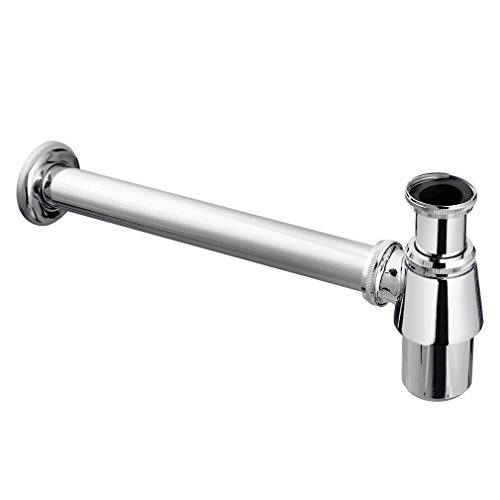 BONADE® Runde Form Röhrensifon Siphon Geruchverschluß 1 1/4" für Waschtisch / Waschbecken, Messing verchromt