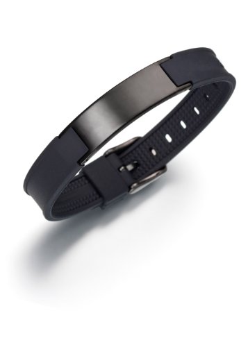 SQBRA Pure Black Limited Herren Magnetarmband mit einer schwarz eloxierten Schmuckplatte sowie zwei SmCo-Magneten à 2000 Gauß und einem Germaniumstein Ge32 - inklusive Geschenkbox