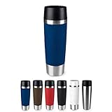thermoskanne blau silber Mobilität: Trinken von jeder Seite durch 360° Öffnung, 100% dicht, Einhandbedienung zum Öffnen und Schließen
