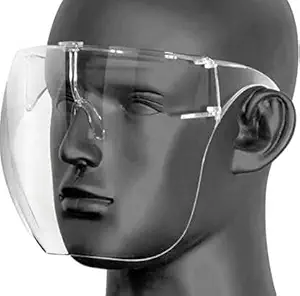 Pseudo FC Glasses Full Face Covering, Protective Face Shield and Reusable Goggle Shield, Facial Protection and Mouth Shield, face covering Safety Face Shields with Glasses Frames (1 in Pack)