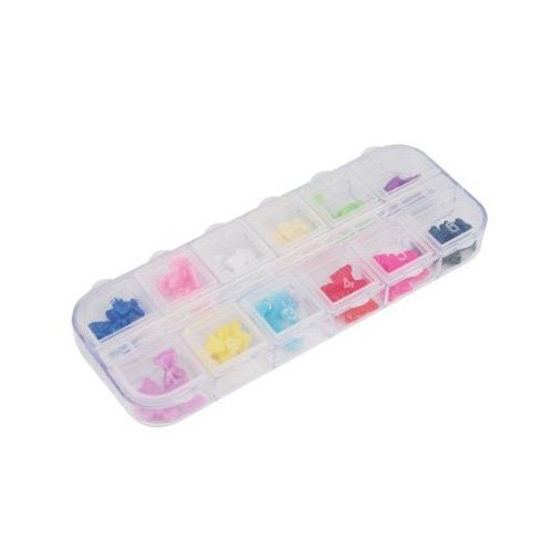 Gleader 60pcs Assorted Colors Nail Art Bow Gem Glitter/3d Rhinestones Sticker