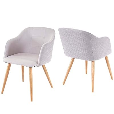 Mendler 2X Chaise de séjour/Salle à Manger HWC-D71, Fauteuil, Design rétro, accoudoirs, Tissu ~ Gris Clair