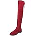Produktbild Stiefel Damen Schuhe Sonnena Hoher Schlauch Slim Fit Einfarbig Langschaft Stiefel Frauen Flache Stiefel Schuhe Velours Look Blockabsatz Boots Elastizität Stiefel mit Reißverschluss (37, Sexy Rot)