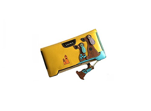 Preisvergleich Produktbild DESIGN FREUNDE Geldbörse Portemonaie Herrenportemonaie Herrengeldbörse Handtasche Herren Ledergeldbörse Ledergeldbörse Damenportemonaies Damenportemonaie Damenportemonaie Hund Dogs