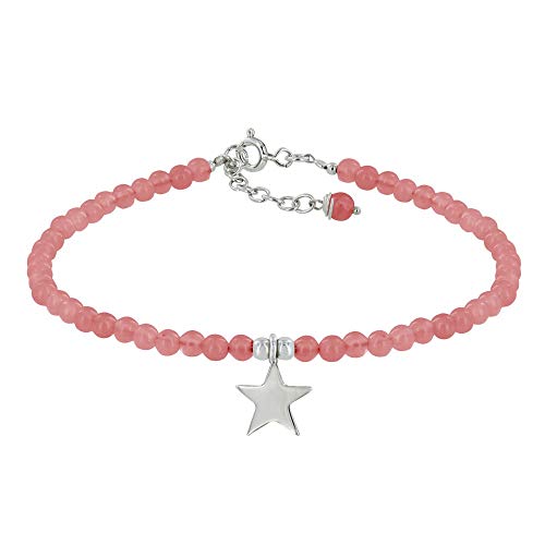 Joyas Les Poulettes - Pulsera de Plata Estrella y Perlas de Agata - Classics - Rojo