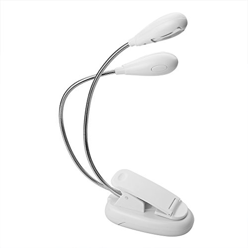 SIENOC wiederaufladbare LED Buchlampen, LED Klemmleuchte, LED Klemmlampen, tragbare Notenpultleuchten, Doppelkopf, 4-Stufe Helligkeit, inklusiv USB-Kabel, Tageslichtweiß, Faltbare Lampe, LED Leselampe mit Klammer für Kindle - 4