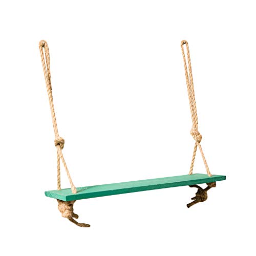Preisvergleich Produktbild TentHome Hängendes Wandregal Hängeregal Wand Schweberegal Holz Quaste Wandboard Schaukel Steckboard Kinderzimmer Rustikal Deko (1 Fach, Grün)