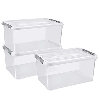 Curver 243943 Lot de 3 boîtes de Rangement en Plastique Transparent 50L, 60 x 40 x 40,9 cm, 3x50L