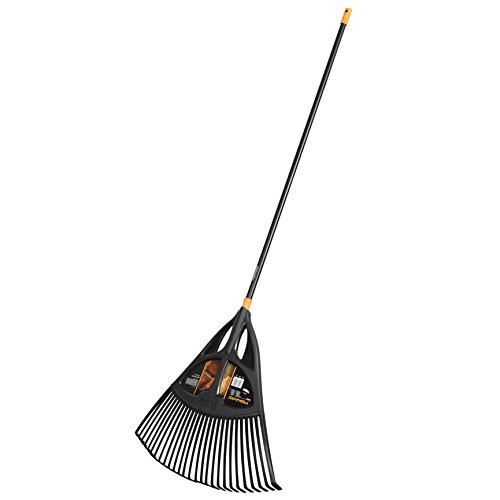 Fiskars Laubbesen, 27 Zinken, Breite 64,6 cm, Kunstoff-Zinken/Aluminium-Stiel, Schwarz/Orange, XL, Solid, 1015645 - 2