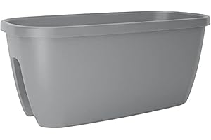 ‎POETIC Emsa Geländertopf für den Balkon, 21 Liter, Selbstbewässerungssystem, Dusty Grey, City, 516665