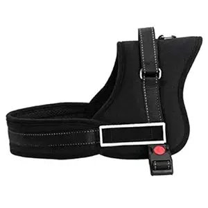 RvPaws Dog (Size-M, 65-80 cm, Color-Black) Chest Harness, No-Pull Reflective Breathable Adjustable Pet Vest with Handle for Outdoor Walking - No More Pulling, Tugging or Choking