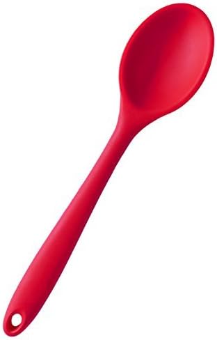 StarpackBasic Silicone Spoon for Cooking - Dishwasher Safe Mixing Spoon for Baking - Rubber Spoon with Heat Resistance up to 480°F - Hygienic Mixing Spoon for Cooking & Serving (Cherry Red)