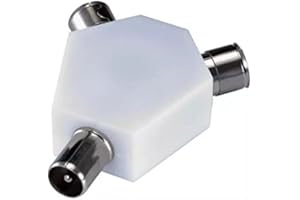 Guilty Gadgets ® 2 WAY TV AERIAL COAX COAXIAL SPLITTER - Y ADAPTOR ARIEL DUAL CONVERTER CABLE