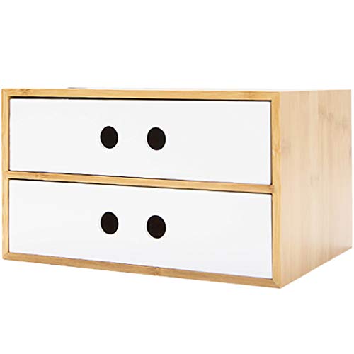 zm Scatola portaoggetti impilabile da scrivania, cassetti in bambù e Legno, portaoggetti da Tavolo per Soggiorno, Camera da Letto, Studio (Dimensioni : 25x20x14.5cm)
