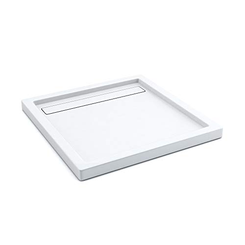 AQUABAD® Duschwanne Comfort Linea Flat 90x90cm Quadrat inkl. Viega Domoplex Ablauf waagerecht