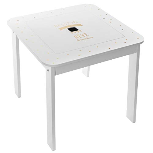 Atmosphera - Table de Jeux avec Rangement et Plateau Réversible + 2 Tabourets pour Chambre d'enfant