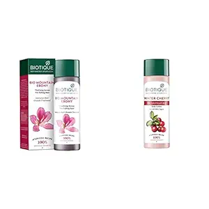 Biotique Bio Mountain Ebony Vitalizing Serum For Falling Hair Intensive Hair Growth Treatment, 120ML And Biotique Bio Wintercherry Lightening And Rejuvenating Body Nourisher, 190ml