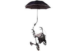 MPB PIEPER MPB Rollatorschirm für Rollatoren von Topro, passend für Troja, Ecco, Olympos, 2G, schwarzes Gestänge, Schirm Mikrofaser schwarz reflektierende Speichen und Rand