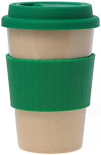 Reusable coffee cup Large Travel Mug 380ml Eco Friendly mugs BPA Free Takeaway cups to go made of rice husk fibre 14oz (Green Tea, 380ml)