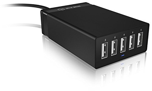 Icy Box IB-CH501 Intelligentes 5-fach USB-Schnell-Ladegerät (4x USB mit 5 V / 2.4 A), kompatibel mit allen USB-Geräten (5 V)