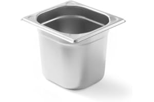 HENDI Contenitore Gastronorm, GN 1/6, resistenza termica -40 °C a 300 °C, compatibile con i forni a convezione, frigoriferi, bagno María, chafing dishes, 2.4L, 176x162x(H)150mm, acciaio inox