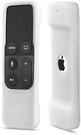 Hex Apple TV Remote White Case Anti-Slip Gaming Silicone Protective Cover Case with Wrist Strap 4th Generation Gen Siri Remote Controller Lanyard Included