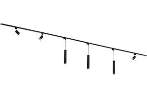 Qub Focus III – Système d’éclairage LED monophasé – 4 rails de 1m (400cm) – 3 spots GU10 + 3 suspensions – forme en I – noir – compatible LED – modulable – design moderne