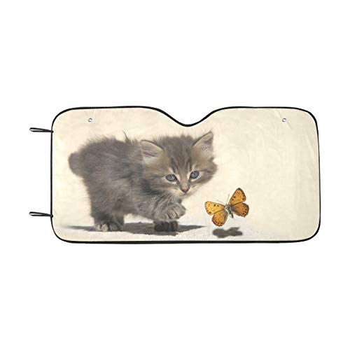 Parasole Auto Parabrezza Anteriore Universale 130x70 Cm - Simpatico Jack Russell Con Occhiali Da Sole - Protezione UV E Calore