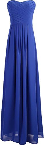 Miss EEDAN Women's Evening Chiffon Dress - Bridesmaid Long Dresses,Sweetheart Bandeau Wedding Party Vintage Elegant Cocktail Maxi (Sapphire, Euro40,UK12,US10)