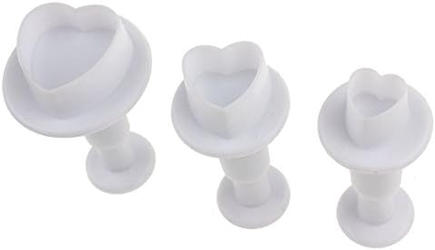 XSMN 1 Set (3 Pcs) Heart Plunger Cutters Sugarcraft Cake Decorating