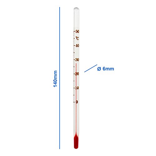 3 Stück Set Glas Wein Thermometer aus Deutscher Herstellung . Glasthermometer mit roter Weingeistfüllung Temperatur Anzeige 0 bis 40 °C für Weine , Cognac , Weinbrand und Liköre - 2
