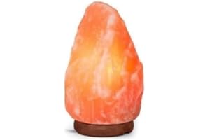 RESAES RESISTANT AND AESTHETIC Lampada di sale dell'Himalaya con base in legno, lampada di sale naturale fatta a mano con regolatore di intensità + lampadina inclusa lampada di sale himalayano ideale ambiente rilassante e sano