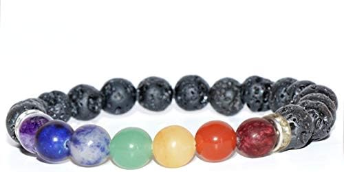 International Unisex Adult Natural Lava Stones Stylish Buddha Beads and 7 Chakra Bracelet for Reiki/Yoga Good Luck