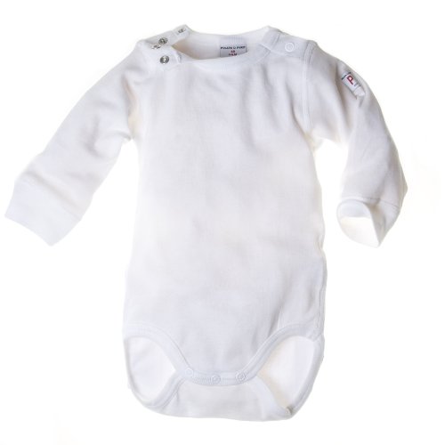 Polarn O. Pyret Unisex Baby Classic PO.P Organic Long Sleeve Bodysuit, Soft White, 6-9 Months