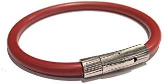 6mm red rubber bracelet with carved stainless steel latch clasp