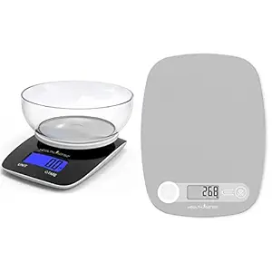 HealthSense Chef-Mate Digital Kitchen Scale - Model Ks 33 & HealthSense Chef-Mate KS40 Digital Kitchen Food Weighing Scale with Tare Function (Battery Included)