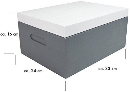 Universal Holzkiste mit Deckel für Aufbewahrung – Kiefer Zweifarbig Lackiert – ca. 33 x 24 x 16 cm – Venkon ® - 3