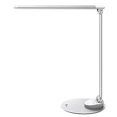 Lampada da Scrivania TaoTronics Lampada Tavolo LED con USB di ricarica per Smartphone, lega di alluminio, Touch Control, funzione di memoria, 5 temperature di colore & 5 livelli di luminosità-Argento