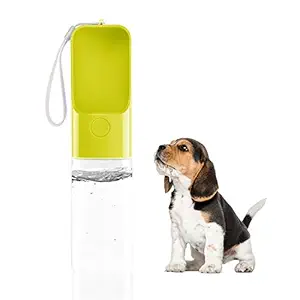 LitaiL Pet Water Bottle for Walking Outdoor Portable Travel Cat Dog Hiking Water Bottle Bowl Durable High-Capacity (15oz) BPA Free Pet Hot Water Dispenser (Green)