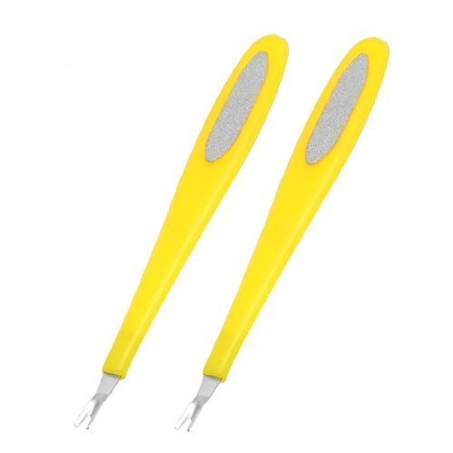 Yellow Handle Nail Cuticle Trimmer Remover Removal Tool 2 Pcs